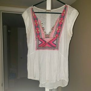 Lucky brand embroidered short sleeve top *